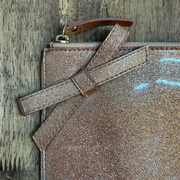 Kate Spade Glitterbug Bow Pouch Zippered Envelope Rosegold Handbag Holiday Party - Picture 8 of 8